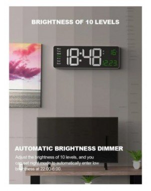 Aierwill N6 Digital Wall Clock 16inch Large Alarm Clock Remote