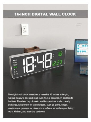 Aierwill N6 Digital Wall Clock 16inch Large Alarm Clock Remote