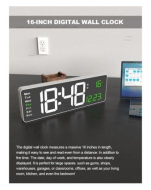 Aierwill N6 Digital Wall Clock 16inch Large Alarm Clock Remote