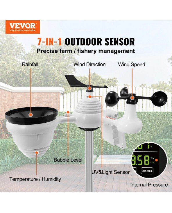 7-in-1 Wi-Fi Weather Station 7.5 in Color Display with Solar 7-in-1 Wi-Fi Weather Station 7.5 in Color Display with Solar