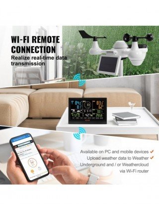 7-in-1 Wi-Fi Weather Station 7.5 in Color Display with Solar