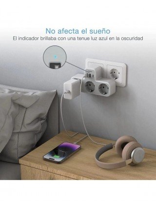 EU Plug Power Strip with 3 AC Outlets +2 USB Ports+ 1 Type C