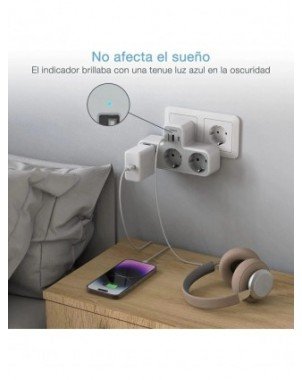 EU Plug Power Strip with 3 AC Outlets +2 USB Ports+ 1 Type C