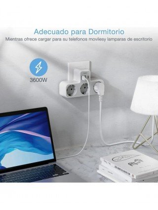 EU Plug Power Strip with 3 AC Outlets +2 USB Ports+ 1 Type C