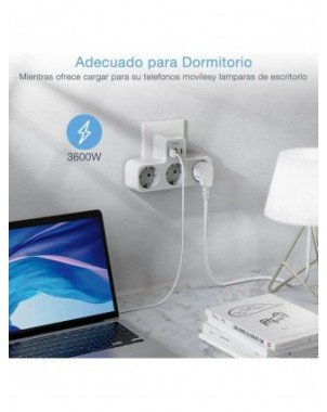 EU Plug Power Strip with 3 AC Outlets +2 USB Ports+ 1 Type C