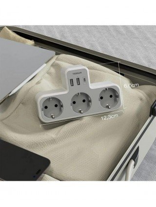 EU Plug Power Strip with 3 AC Outlets +2 USB Ports+ 1 Type C