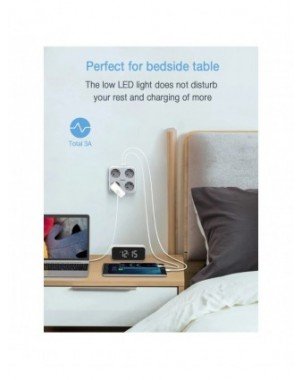 USB Wall Socket Extender with 4 AC Outlets +3 USB Ports 5V 2.4A