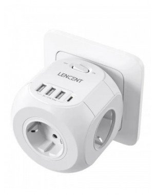 EU Plug Wall Socket Extender with 4 AC Outlets+3 USB +1 Type C
