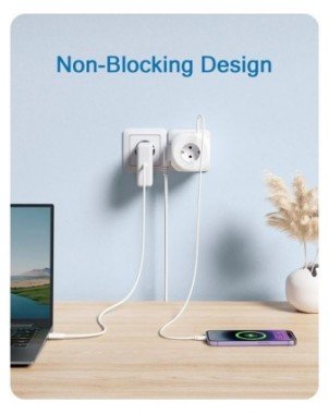 EU Plug Wall Socket Extender with 4 AC Outlets+3 USB +1 Type C