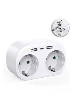 EU KR Plug Power Strip with AC Outlets USB Charging Ports Wall