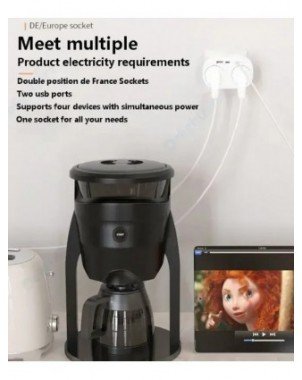 EU KR Plug Power Strip with AC Outlets USB Charging Ports Wall