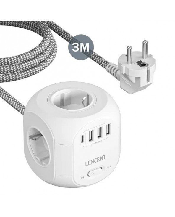 EU Plug Power Strip with 4 AC Outlets 3 USB Port 1 Type C 2M/3M EU Plug Power Strip with 4 AC Outlets 3 USB Port 1 Type C 2M/3M