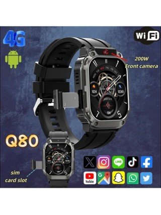 NEW Q80 Smart Watch 4G SIM Card 1.96'' AMOLED Screen GPS WIFI