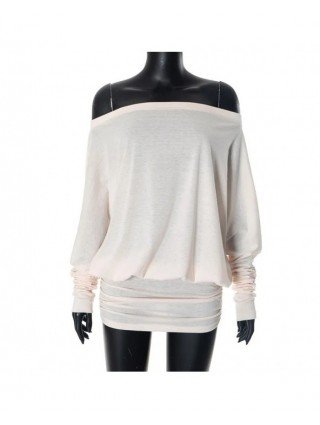 Women's Long Sleeve Boat Neck Off Shoulder Blouse Dress