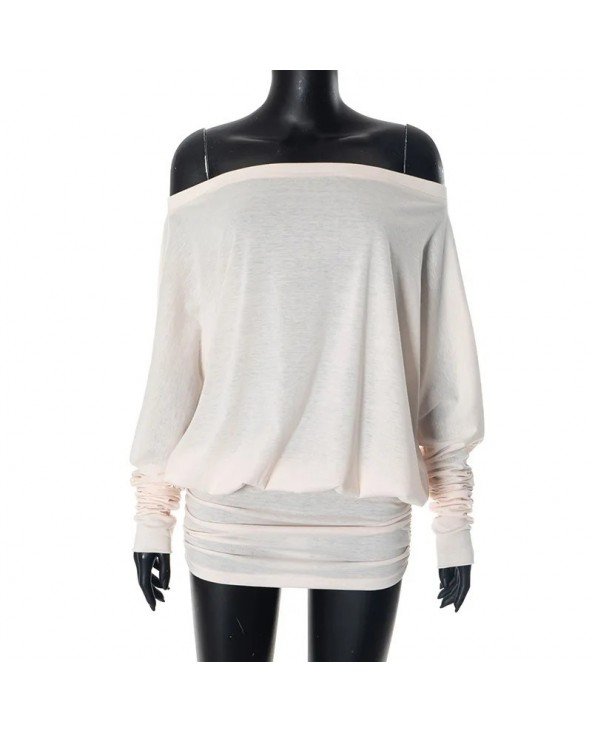Women's Long Sleeve Boat Neck Off Shoulder Blouse Dress Women's Long Sleeve Boat Neck Off Shoulder Blouse Dress