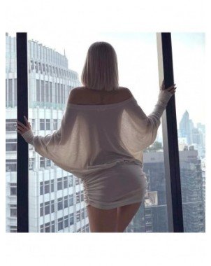 Women's Long Sleeve Boat Neck Off Shoulder Blouse Dress