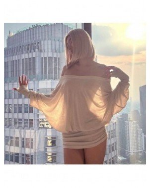 Women's Long Sleeve Boat Neck Off Shoulder Blouse Dress