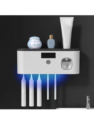 Toothbrush Holder With Toothpaste Dispenser, Wall Mounted