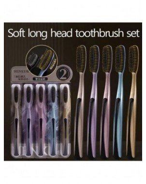 5Pcs Dental Care Long Head Toothbrush for Adults Wide Headed