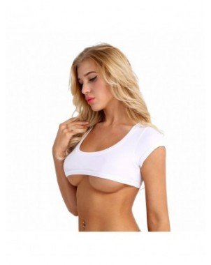 Womens Sexy Crop Tops Cotton Spandex Short Sleeve Tank Tops