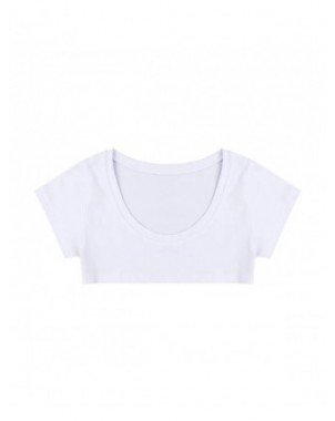 Womens Sexy Crop Tops Cotton Spandex Short Sleeve Tank Tops