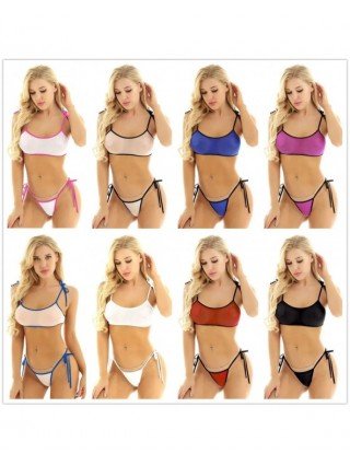Womens Micro Bikini Lingeries Set Sexy Mesh See Through