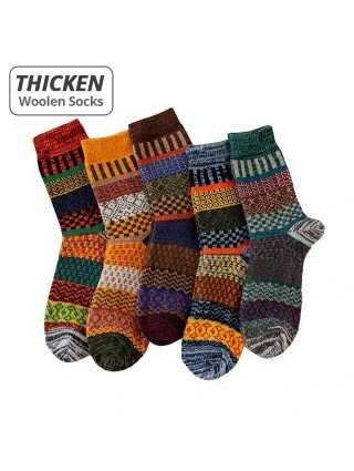 HSS Brand 5 Pairs Winter Men's Socks Thicken Sheep's Wool Socks