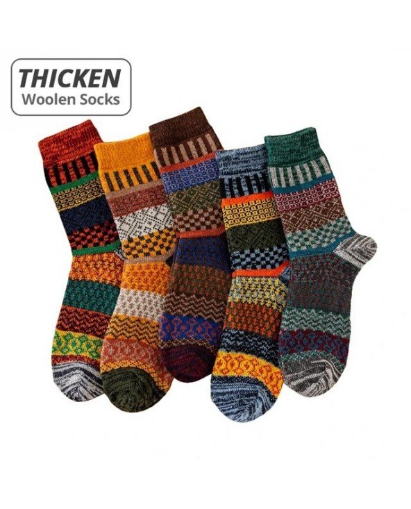 HSS Brand 5 Pairs Winter Men's Socks Thicken Sheep's Wool Socks