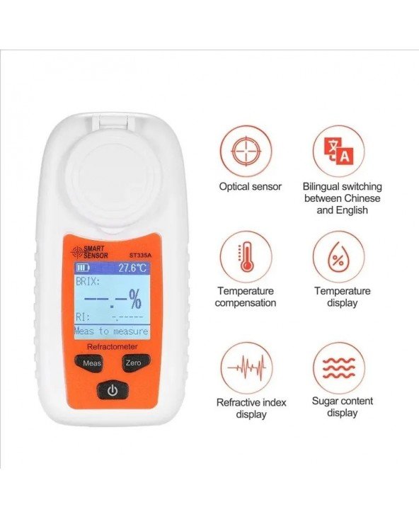 SMARTSENSOR LCD Digital Refractometer Brix Meter Fruit Juice
