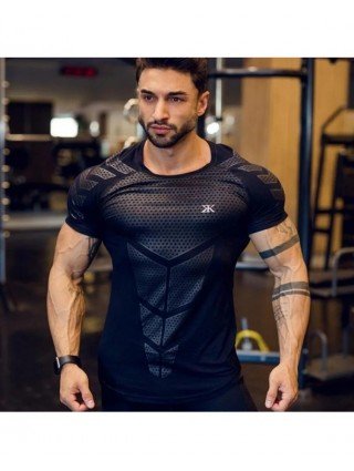 Compression Quick dry T-shirt Men Running Sport Skinny Short