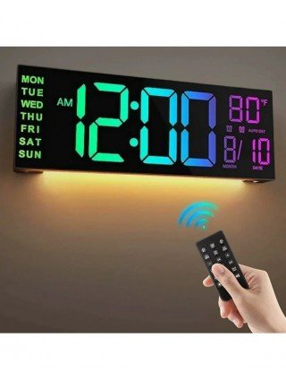 16 Inch Large Digital Wall Clock with Remote Control Mood Light