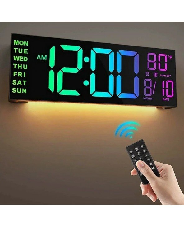 16 Inch Large Digital Wall Clock with Remote Control Mood Light