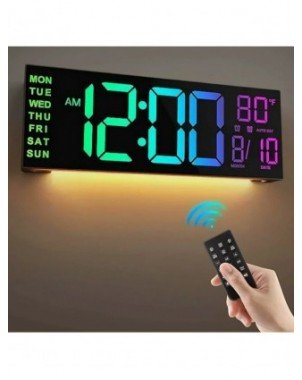 16 Inch Large Digital Wall Clock with Remote Control Mood Light
