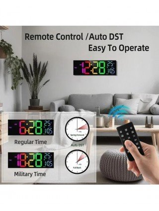 16 Inch Large Digital Wall Clock with Remote Control Mood Light