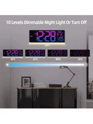 16 Inch Large Digital Wall Clock with Remote Control Mood Light