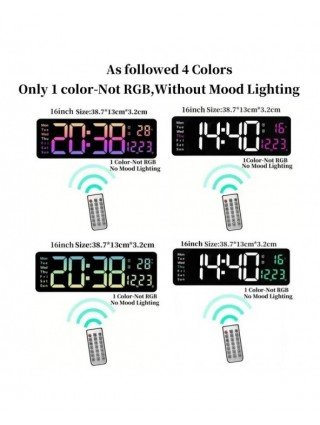 16 Inch Large Digital Wall Clock with Remote Control Mood Light