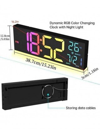 16 Inch Large Digital Wall Clock with Remote Control Mood Light