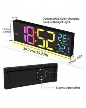 16 Inch Large Digital Wall Clock with Remote Control Mood Light