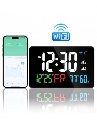 Smart Wifi Digital Wall Clock Temperature Humidity Display