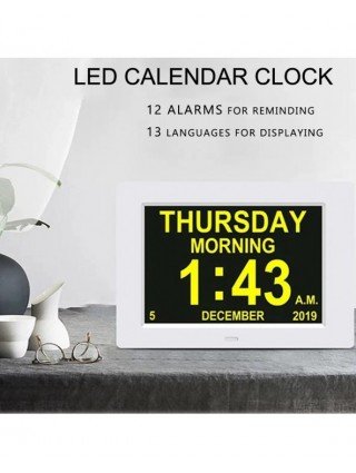 12 Alarms LED Calendar Clock with Multi-languages to Display.