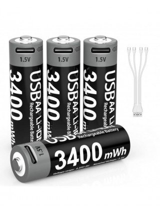 MATOV 1.5V AA 3400mWh USB Type-C Rechargeable Lithium Battery