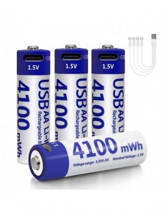 MATOV Highest Capacity 1.5V 4100mWh AA Rechargeable Battery USB