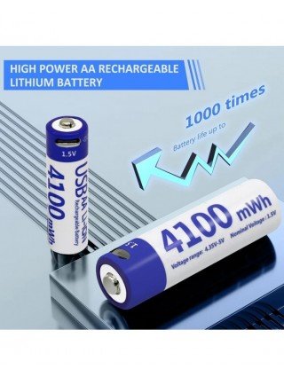 MATOV Highest Capacity 1.5V 4100mWh AA Rechargeable Battery USB