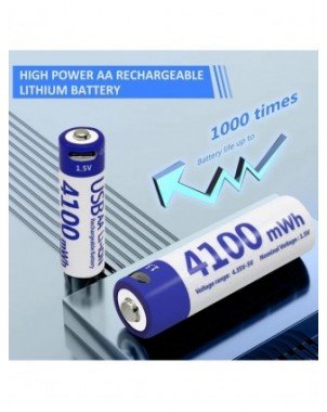 MATOV Highest Capacity 1.5V 4100mWh AA Rechargeable Battery USB