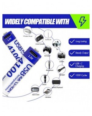 MATOV Highest Capacity 1.5V 4100mWh AA Rechargeable Battery USB