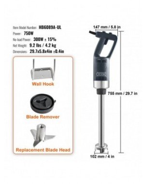 SucceBuy 16" Commercial Immersion Blender Heavy Duty Hand Mixer