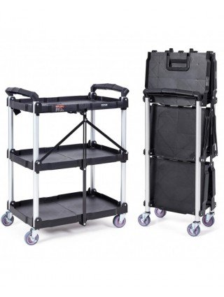 3 Tier Folding Rolling Utility Cart Storage Shelf Movable Gap