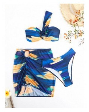 Lady Print 3 Piece Skirt Bikini Set Women One-should Swimsuit