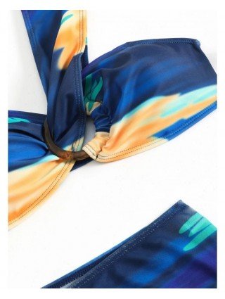 Lady Print 3 Piece Skirt Bikini Set Women One-should Swimsuit
