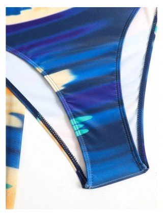 Lady Print 3 Piece Skirt Bikini Set Women One-should Swimsuit